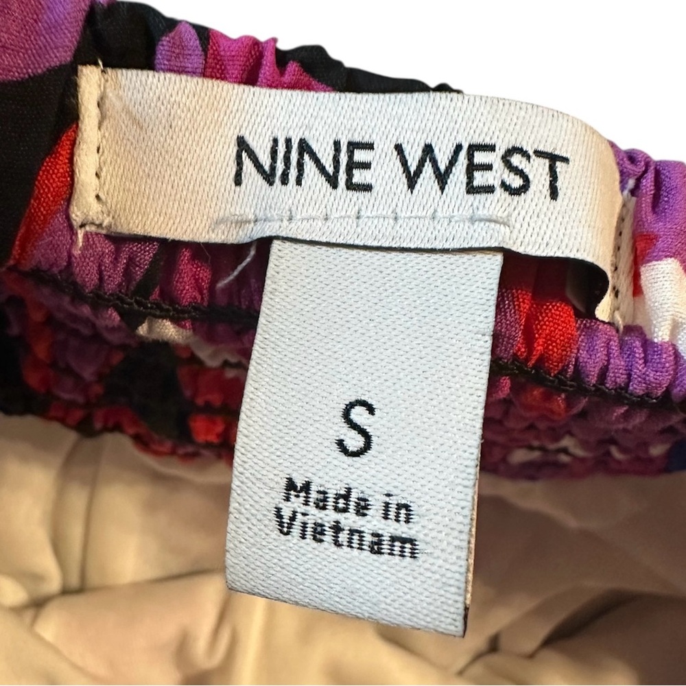 Nine West Floral Midi Skirt Vibrant Smocked Waist Lined Boho Resort - Small - Picture 5 of 8